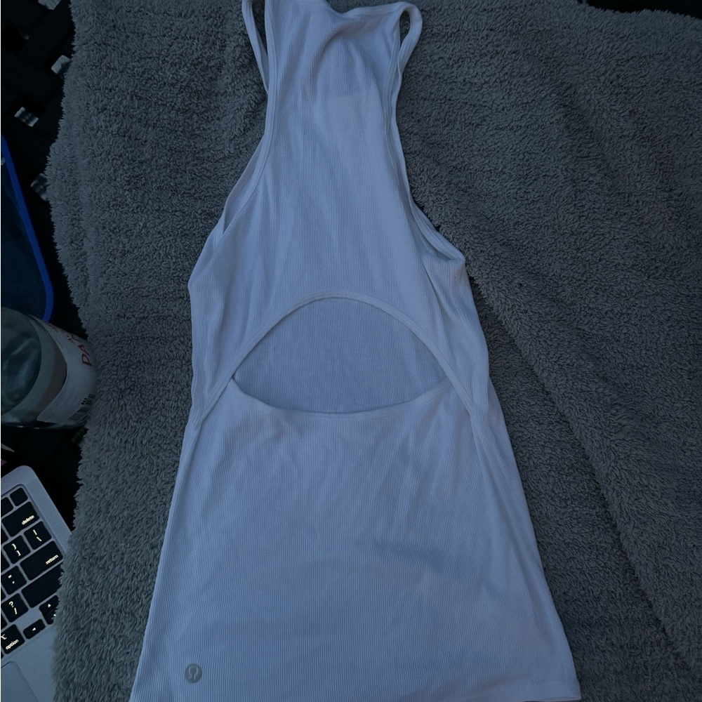 Lululemon White Ribbed Tank